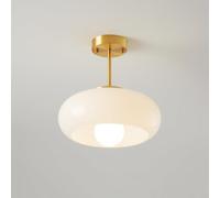 Plafonnier de Chambre à Coucher Moderne en Laiton, Montage Semi-encastré, Lampe en Verre Laiteux du Milieu du siècle, Salon, Couloir, allée, escalier