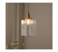 Plafonnier de Chambre à Coucher rétro carré en Verre martelé, Petit Lustre pour îlot de Cuisine ou Salle à Manger, Douille (L)