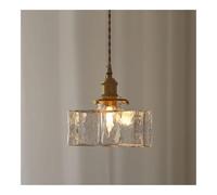 Plafonnier de Chambre à Coucher rétro carré en Verre martelé, Petit Lustre pour îlot de Cuisine ou Salle à Manger, Douille (M)