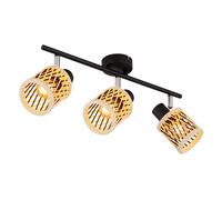 Plafonnier de salon en bambou noir mat L 45 cm