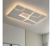 Plafonnier De Salon GéOmé Trique CréAtif,Éclairage au plafond Led Modernes,Minimaliste à Intensité Variable,Lumière plafonnière En MéTal Blanc Mat Pour éTude Chambre D'Enfant Bureau,90X60Cm