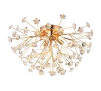 Plafonnier de salon, lampe de plafond, 4 flammes, cristal clair, G9, doré