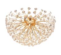 Plafonnier de salon, lampe de plafond, 6 flammes, cristal clair, G9, doré