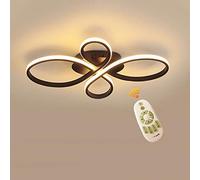 Plafonnier de salon noir LED Dimmable 42W 2940LM moderne Lampe de plafond chambre à coucher décor plafonnier avec télécommande forme de fleur acrylique Lustre Éclairage pour table à manger cuisine