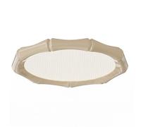 Plafonnier de Style Organique Moderne, Structure En Bambou, Finition Couleur Noyer, Abat-Jour En Cristal, Plafond, Montage Encastré, Montage Semi-Encastré, Luminaire Pour Chambre (Bois de Noyer, 22 Cm
