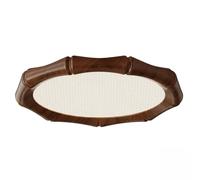 Plafonnier de Style Organique Moderne, Structure En Bambou, Finition Couleur Noyer, Abat-Jour En Cristal, Plafond, Montage Encastré, Montage Semi-Encastré, Luminaire Pour Chambre (Bois de Noyer, 22 Cm