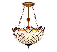 Plafonnier de style Tiffany 40,6 cm en perles croisées bleu sarcelle, lustre inversé en verre teinté, décoration vintage, suspension pour salle à manger, salon, chambre à coucher, couloir, cuisine