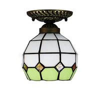 Plafonnier de Style Tiffany à encastrer, Mini plafonnier de Couloir en vitrail, 1 lumière, luminaires de Plafond LED Vintage pour Salon, Chambre à Coucher, 16 x 18 cm Vert