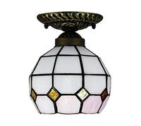 Plafonnier de Style Tiffany à encastrer, Mini plafonnier de Couloir en vitrail, 1 lumière, luminaires de Plafond LED Vintage pour Salon, Chambre à Coucher, 16 x 18 cm Rose