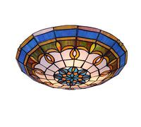 Plafonnier de Style Tiffany à encastrer, plafonnier LED pour Couloir en Verre teinté Fait à la Main, luminaires Suspendus de Plafond Ronds Vintage pour Salon Chambre à Coucher