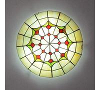 Plafonnier de Style Tiffany Lampe E27 Lampe de Plafond Couloir En Vitrail Avec Abat-Jour Rond Luminaires Eclairage de Plafond Vintage Éclairage Intérieure Extérieure,30cm
