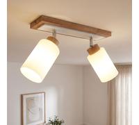 Plafonnier Deckenlampe Bois Marron Métal Orientable L 60 cm