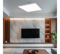 Plafonnier LED satiné panneau de plafond carré nickel mat plafonnier lampe en saillie moderne, métal, 24W 1970Lm blanc chaud, LxPxH 30x30x5,5 cm