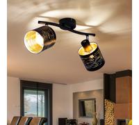 Plafonnier Décoratif Noir Et Or Avec Découpes, Lampe Spot Réglable Pour Salon