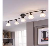 Plafonnier Della Lindby, dimmable, noir, Salon / Salle à manger, Verre, Maison de campagne / Rustique, Plafonnier