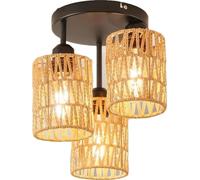 Plafonnier, design boho, construction en bambou et bois, pas d'ampoule