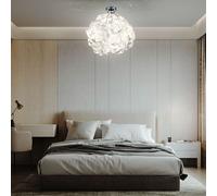 Plafonnier Design Feuilles Blanc Chromé H 58 Cm