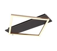 Plafonnier design lampe bois gris clair LED noir carré lampe de salon