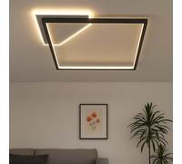 Plafonnier LED noir Plafonnier design à intensité variable Interrupteur à paliers intégré, métal, 24W 2700Lm blanc chaud, LxLxH 46,6x46,6x5,7 cm