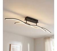 Plafonnier design lampe salon plafonnier LED chambre, noir graphite, 20W 1130lm blanc chaud, LxH 88 x 15,5 cm