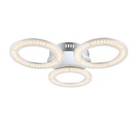 Plafonnier design, luminaire de salon, salle à manger, 3 lumières, chrome opale, 3 LED 10 W, 870 lm, 3000 K, DxH 52 x 6 cm