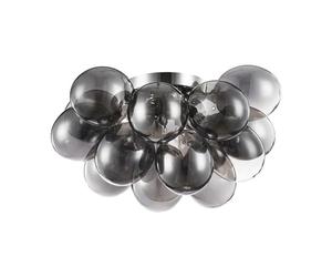 Plafonnier Design, Style Moderne, Armature en Métal couleur Chrome, plafonniers en Verre gris, pour la Cuisine, le Salon, le Séjour, 4 ampoules, lampes halogènes G9 28W ampoules non incluses