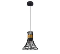 Plafonnier design suspension lampe tiges métalliques or-noir en forme de cône