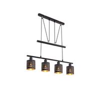 Globo - Plafonnier design Tunno - H. 180 cm - Noir et doré - Tonno Noir G