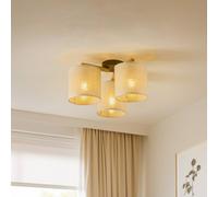 Plafonnier Deva, textile, à 3 lampes Deva TK Lighting, dimmable, bois clair, Salon / Salle à manger, Bois, Scandinave