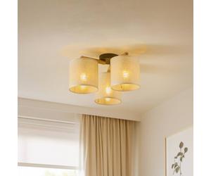 Plafonnier Deva, textile, à 3 lampes Deva TK Lighting, dimmable, bois clair, Salon / Salle à manger, Bois, Scandinave