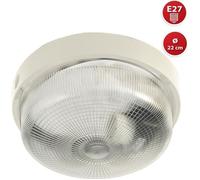 Plafonnier d'extérieur - VELAMP - Hublot rond 22cm - Plastique + Verre - E27 max 60W - IP44