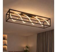 Plafonnier Dimmable Avec Télécommande Noir Or CCT LED L 90 Cm