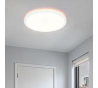 Plafonnier dimmable cuisine plafonnier LED salle de bain, rétro-éclairage, IP44, blanc , rond, 1x LED 18W 1600lm 3000K blanc chaud, DxH 29,x 42,5 cm