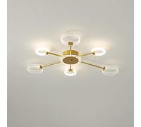 Plafonnier Dimmable Lampe de Salon LED Éclairage Décoratif Créatif avec Télécommande Anneau Intégré Faisceau à 360 ° Plafonniers Intérieurs pour Chambre Étude Salle à Manger Doré,90CM