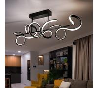 Plafonnier dimmable via interrupteur Lampe de salon LED Lampe design, design incurvé, métal noir, 25W 2970lm 3000K, LxPxH 82x21x30 cm