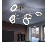 Plafonnier dimmable Plafonnier LED salon avec spots mobiles, nickel mat, 6x 4,5W 6x 320lm blanc chaud, LxH 60 x 30 cm Wofi 9295.06.64.6100