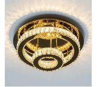 Plafonnier doré led cristal 2 cercles design - Diez