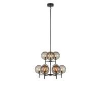 Plafonnier E14, 9x20W max., IP20, noir et verre fumé - Markslöjd - Crown