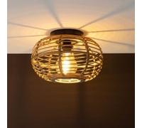 Plafonnier E27 40W beige et noir Ø32cm Brilliant, Woodball