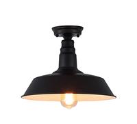 Plafonnier E27 Vintage encastré Style Industriel rétro Noir Lampe Rustique en métal idéale pour Porche Couloir escalier ou Maison de Campagne