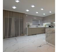 Plafonnier LED lampe de salon lampe de couloir panneau en saillie lampe de cuisine carrée, plastique blanc, 6W 660lm 6500K blanc froid, L 12 cm, lot de 8