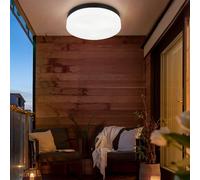 Plafonnier lampe de salle de bain lampe de terrasse lampe d'extérieur lampe de balcon résistant aux intempéries IP44, verre aluminium noir, 3x douille E27, DxH 30x6,5 cm