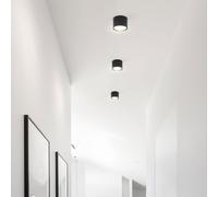 Plafonnier Abat-jour en verre Lampe à poser Plafonnier 1 flamme rond salon avec cache en verre, métal noir mat, 1x LED 12 watts 980lm, DxH 11,3x8cm