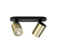EDO Spot de Plafond Orientable Noire et Dorée MALGA ELEGANT 2 Plafonnier 2 Spot avec Douille GU10 Éclairage de Plafond Moderne Luminaire Plafonnier 230V Barre de Spot pour Salon Chambre à Coucher