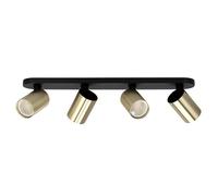 EDO Spot de Plafond Orientable Noire et Dorée MALGA ELEGANT 4 Plafonnier 4 Spot avec Douille GU10 Éclairage de Plafond Moderne Luminaire Plafonnier 230V Barre de Spot pour Salon Chambre à Coucher