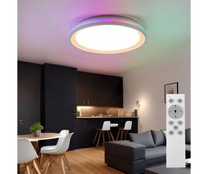 Plafonnier effet arc-en-ciel Plafonnier variateur de lumière Lampe de salon LED changement de couleur LED, avec télécommande, 1x LED 20W 1100Lm 2700-5000 Kelvin, D 40 cm