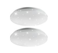 Plafonnier effet étoile lumière du jour blanc plafonnier LED salon, CCT, 36W 3900Lm blanc chaudblanc froid, DxH 50x8 cm, lot de 2
