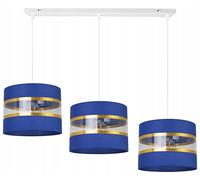 Plafonnier élégant Light-Home - Lustre de plafond moderne pour chambre à coucher, salon et cuisine, style glamour - E27 avec 3 points de lumière - tissu abat-jour 20 cm - blanc et bleu marine