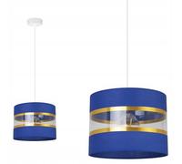 Plafonnier élégant Light-Home - Lustre de plafond moderne pour chambre à coucher, salon et cuisine, style glamour - E27 avec 1 point de lumière - tissu abat-jour 20 cm - blanc et bleu marine