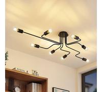 Plafonnier Elimar Lindby, dimmable, noir, Salon / Salle à manger, Métal, Vintage, Plafonnier
